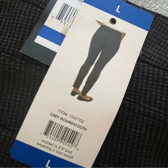 DKNY Women's Pull On Ponte Dress Ankle Pant Grey Houndstooth stretch Size L NEW - Picture 5 of 10